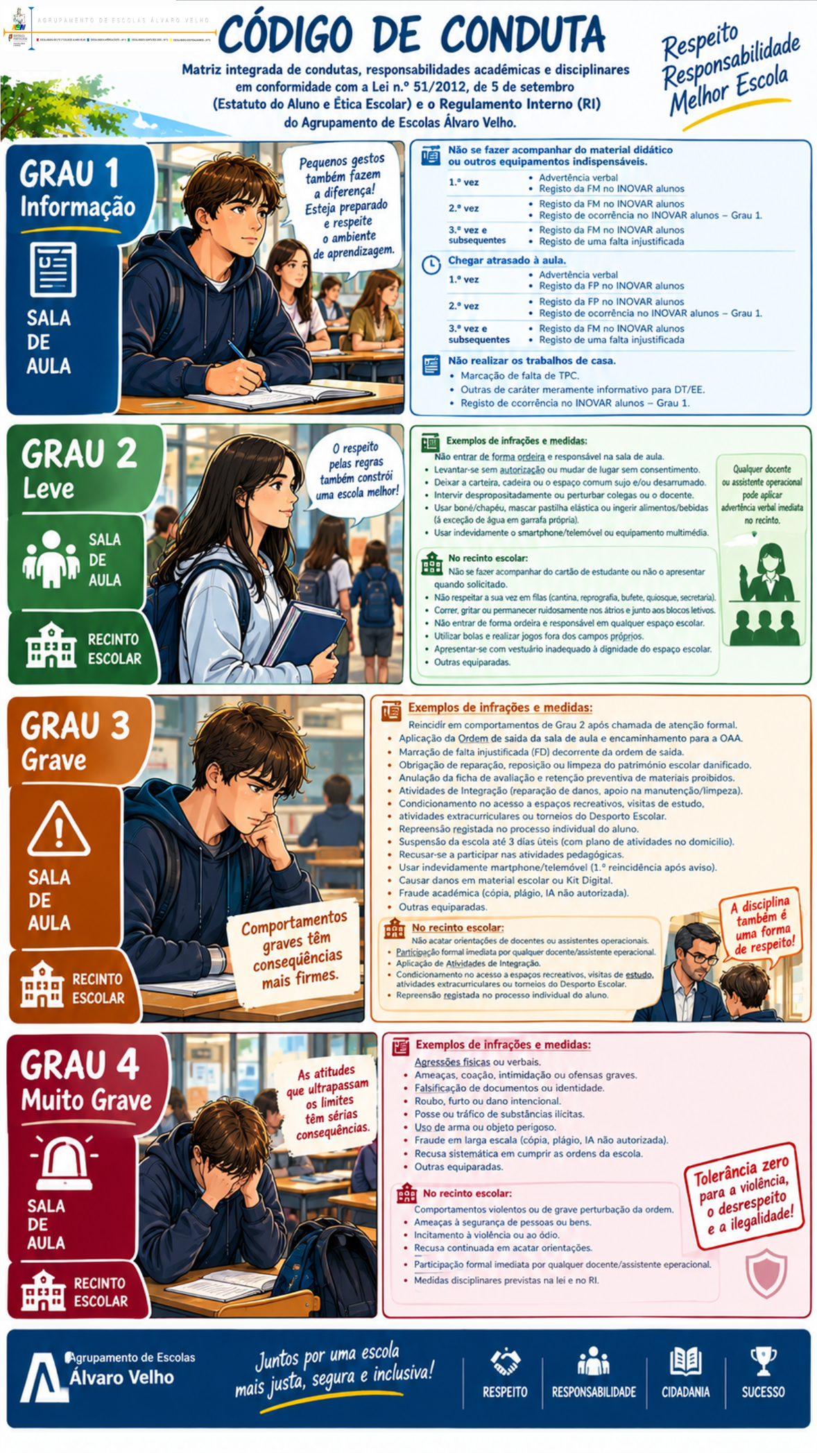 Infografia do Código de Conduta do AE Álvaro Velho
